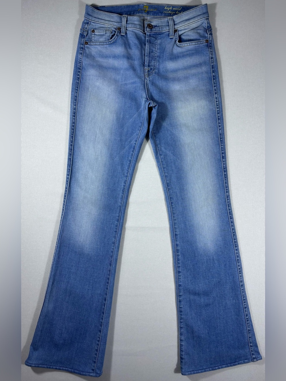 7 For All Mankind High Waist Vintage Bootcut Jeans 26 Light Wash Button Fly